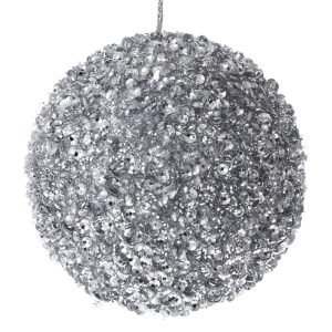 Μπάλα Ασημί Glitter-Strass 8εκ. σετ των 3