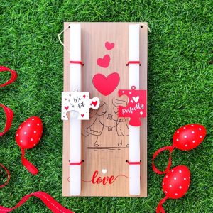 Λαμπάδες για Ζευγάρια με Ξύλινη Πλάτη Love