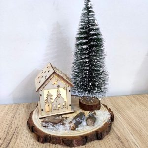 Handmade Κορμός με Σπιτάκι κ Δέντρο