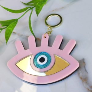 Handmade Μπρελόκ Plexiglass Ροζ Μάτι