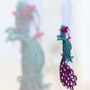 Handmade Λαμπάδα Παγώνι