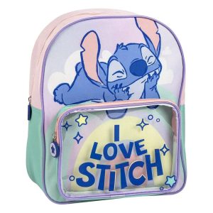 Παιδική Τσάντα Πλάτης 30εκ με Διάφανη Τσέπη I Love Stitch DISNEY