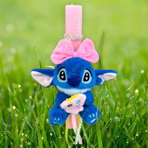 Λαμπάδα Stitch με Λούτρινο Μπρελόκ Ροζ